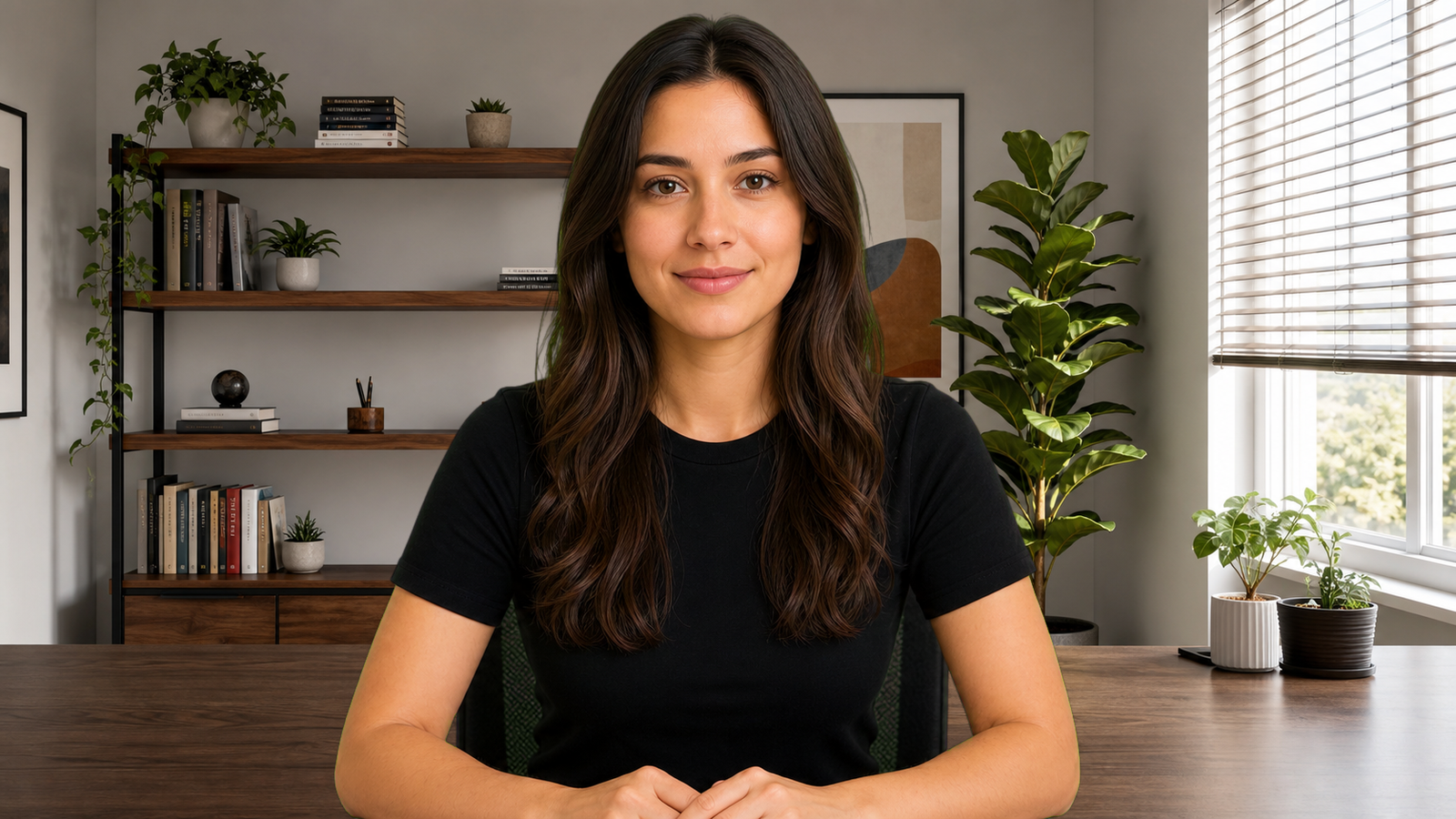 Original video frame with a room background